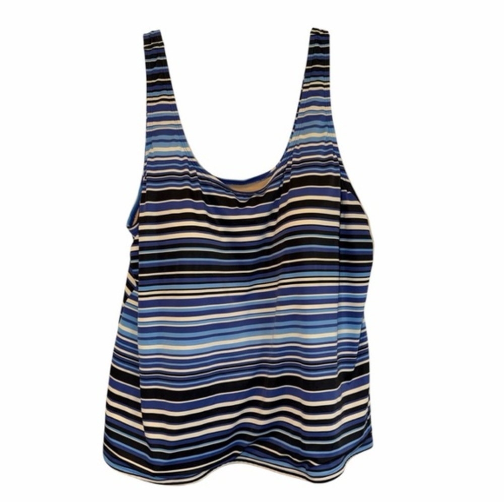 L.L. Bean Blue and White Striped Scoop Tank